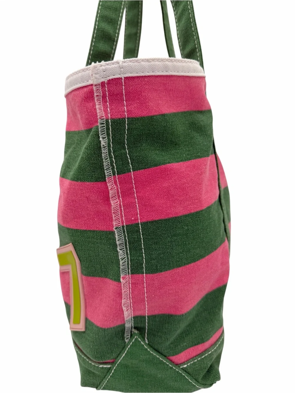 Goldie 7 Jeanne & Dineh Limited Edition Y2K Pink Green Striped Canvas Tote